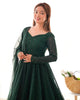 Attractive Green Lakhnavi Work Georgette Anarkali Suit With Dupatta
