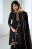 Amazing Black Sequins Silk Reception Wear Sharara Suit With Dupatta
