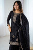 Amazing Black Sequins Silk Reception Wear Sharara Suit With Dupatta