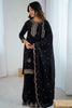 Amazing Black Sequins Silk Reception Wear Sharara Suit With Dupatta
