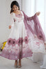 Rich Pink Floral Printed Organza Event Wear Anarkali Suit With Dupatta