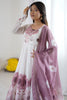 Rich Pink Floral Printed Organza Event Wear Anarkali Suit With Dupatta