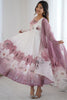 Rich Pink Floral Printed Organza Event Wear Anarkali Suit With Dupatta