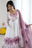 Rich Pink Floral Printed Organza Event Wear Anarkali Suit With Dupatta