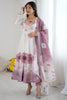Rich Pink Floral Printed Organza Event Wear Anarkali Suit With Dupatta