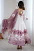 Rich Pink Floral Printed Organza Event Wear Anarkali Suit With Dupatta