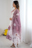 Rich Pink Floral Printed Organza Event Wear Anarkali Suit With Dupatta