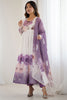 Bewitching Mauve Floral Printed Organza Festival Wear Anarkali Suit
