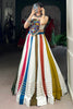 Sweet MultiColor Gamthi Work Rayon Navratri Wear Crop Top Lehenga