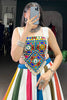 Sweet MultiColor Gamthi Work Rayon Navratri Wear Crop Top Lehenga