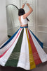 Sweet MultiColor Gamthi Work Rayon Navratri Wear Crop Top Lehenga