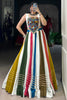 Sweet MultiColor Gamthi Work Rayon Navratri Wear Crop Top Lehenga
