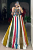 Sweet MultiColor Gamthi Work Rayon Navratri Wear Crop Top Lehenga