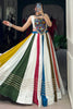 Sweet MultiColor Gamthi Work Rayon Navratri Wear Crop Top Lehenga