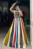 Sweet MultiColor Gamthi Work Rayon Navratri Wear Crop Top Lehenga