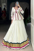 Fascinating White Rayon Navratri Lehenga With Mirror Work Peplum Top