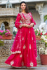 Wonderful Pink Thread Embroidery Designer Gown With Net Dupatta