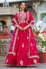 Wonderful Pink Thread Embroidery Designer Gown With Net Dupatta