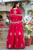 Wonderful Pink Thread Embroidery Designer Gown With Net Dupatta