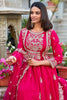 Wonderful Pink Thread Embroidery Designer Gown With Net Dupatta