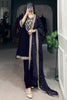 Aesthetic Navy Blue Sequins Velvet Event Wear Pant Suit With Dupatta