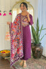 Marvelous Purple Thread Embroidered Chanderi Event Wear Pant Suit
