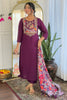 Marvelous Purple Thread Embroidered Chanderi Event Wear Pant Suit