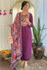 Marvelous Purple Thread Embroidered Chanderi Event Wear Pant Suit