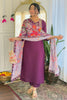 Marvelous Purple Thread Embroidered Chanderi Event Wear Pant Suit