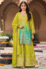 Beautiful Green Embroidered Chinon Function Wear Palazzo Suit