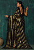 Alluring Black Sequins Work Georgette Cocktail Wear Saree With Blouse