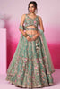 Magnetic Sea Green Sequins Silk Engagement Wear Lehenga Choli