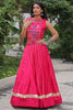 Charming Pink Silk Kutchi Work Navratri Wear Crop Top Lehenga