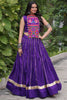 Spectacular Purple Kutchi Work Silk Navratri Special Crop Top Lehenga