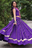 Spectacular Purple Kutchi Work Silk Navratri Special Crop Top Lehenga