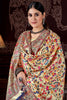 Awesome Cream Printed Pashmina Event Wear Saree With Shawl