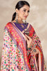 Breathtaking Peach Printed Pashmina Event Wear Saree With Shawl