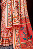 Alluring Peach Printed Pashmina Event Wear Saree With Shawl