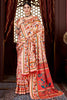 Alluring Peach Printed Pashmina Event Wear Saree With Shawl