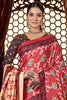 Pretty Red Printed Pashmina Festival Wear Saree With Shawl