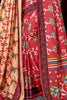 Pretty Red Printed Pashmina Festival Wear Saree With Shawl