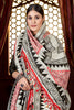 Amazing Off-White Digital Print Pashmina Event Wear Saree With Shawl