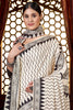 Amazing Off-White Digital Print Pashmina Event Wear Saree With Shawl