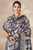 Fetching Black Floral Print Pashmina Winter Wear Saree With Shawl