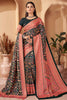 Wonderful Black Floral Print Pashmina Function Wear Saree With Shawl