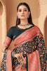 Wonderful Black Floral Print Pashmina Function Wear Saree With Shawl