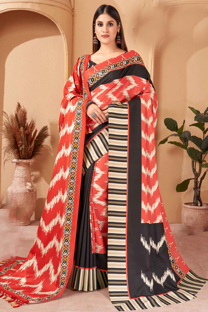 Lovely Multi-Color Digital Print Pashmina Winter Wear Saree With Shawl