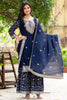 Wonderful Navy Blue Sequins Chinon Function Wear Sharara Suit