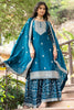 Shocking Teal Blue Sequins Chinon Event Wear Sharara Suit With Dupatta