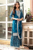 Shocking Teal Blue Sequins Chinon Event Wear Sharara Suit With Dupatta